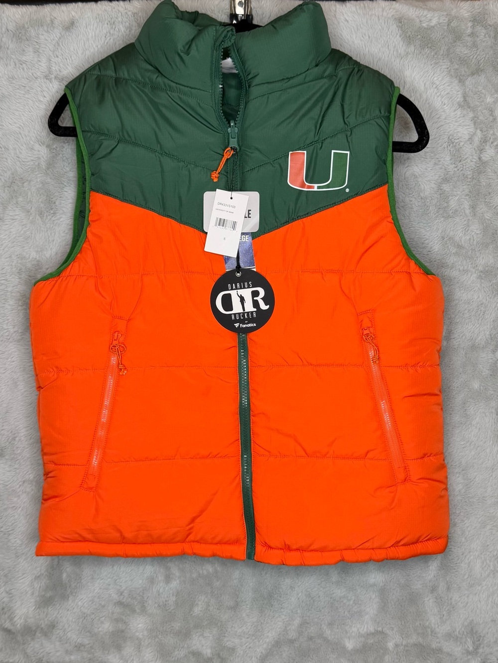 Fanatics Green & Orange Quilted Sleeveless Puffer Vest